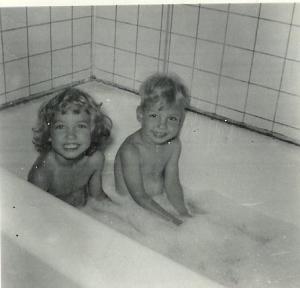 David and me taking a real bath.