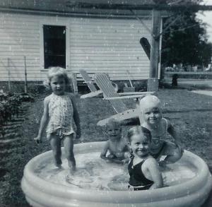 David and me, swimming with the grandchildren of Bochi's neighbor (Mrs. Sexton).