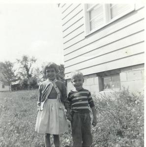 David and me, standing by my bedroom window a year or two earlier.