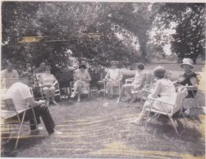 The lawnchair oval. Aunts, Uncles, and Bochi (with hat)
