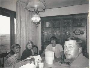 Sue, Paula, David, Dad Around the dinner table a few years later. 1972.