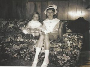 Paula and Susan holding the  Easter presents I bought them.